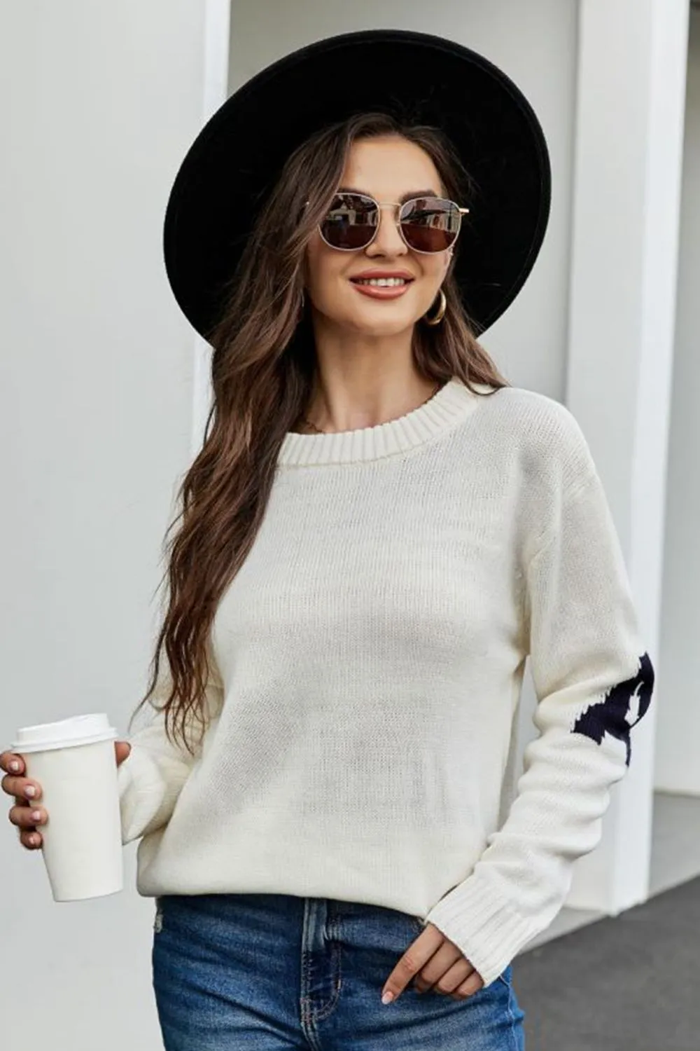 Round Neck Dropped Shoulder Sweater, image 5
