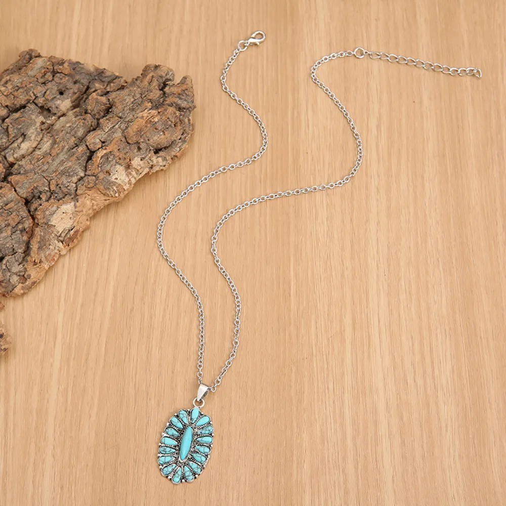 Artificial Turquoise Pendant Alloy Necklace, image 3