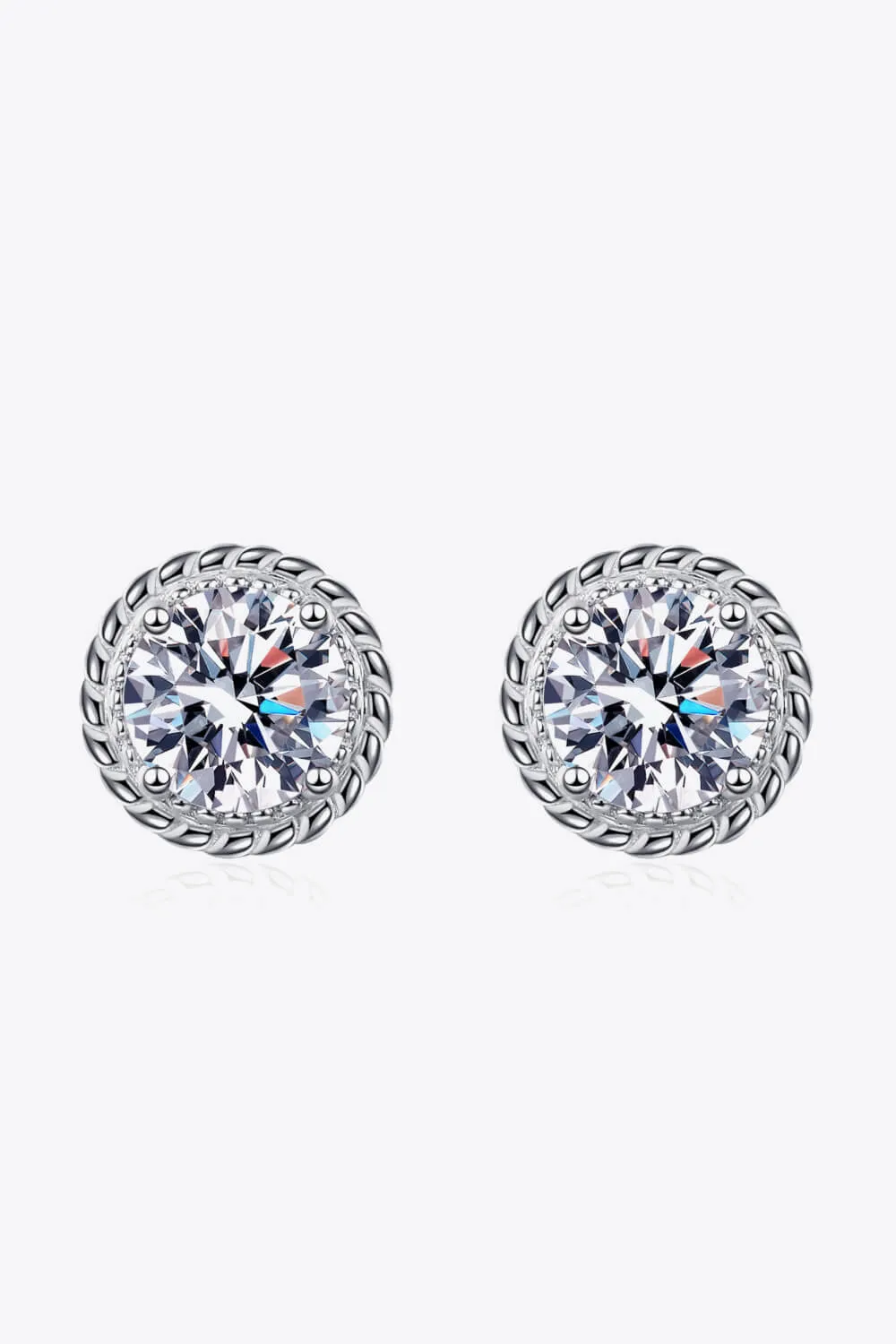 1 Carat Moissanite Rhodium-Plated Round Stud Earrings, image 4