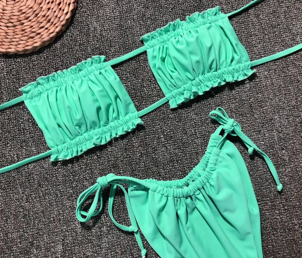 Frill Trim Ruched Bikini Set, image 8