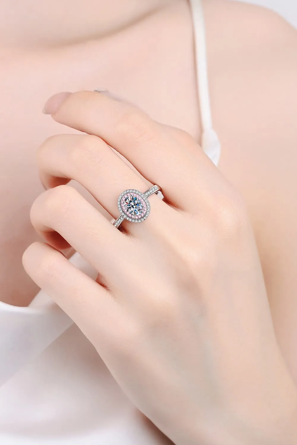 1 Carat Moissanite 925 Sterling Silver Halo Ring, image 4