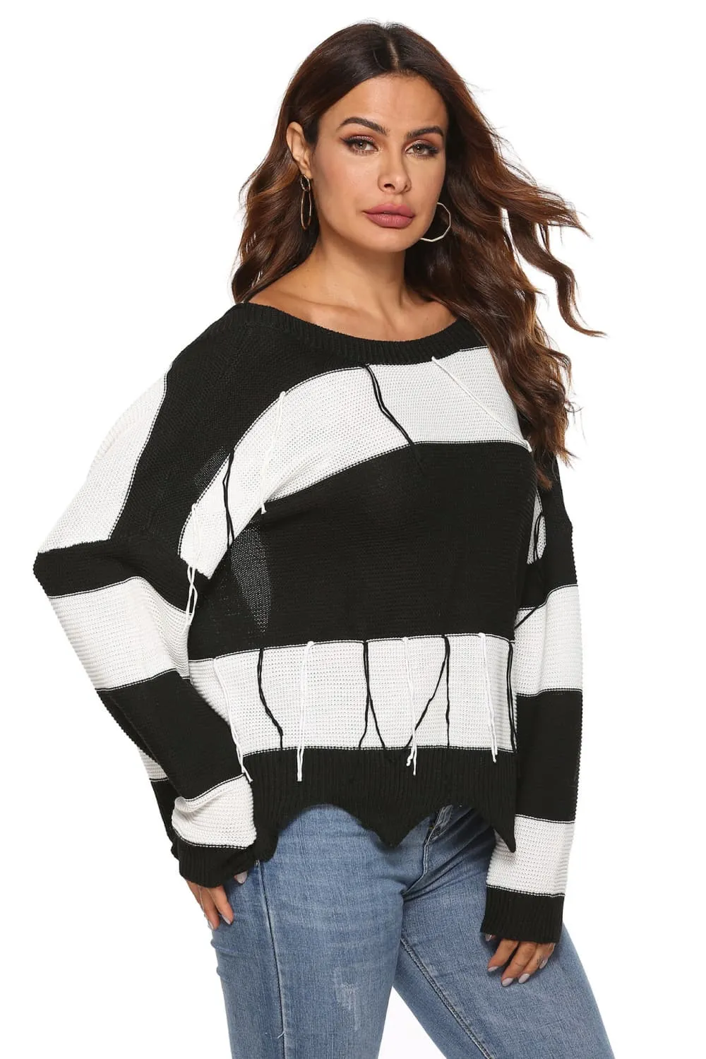 Color Block Backless Long Sleeve Sweater, image 4