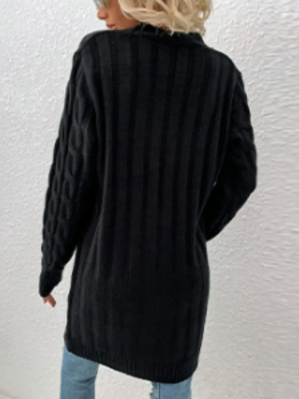 Cable-Knit Button Down Cardigan with Pockets, image 7