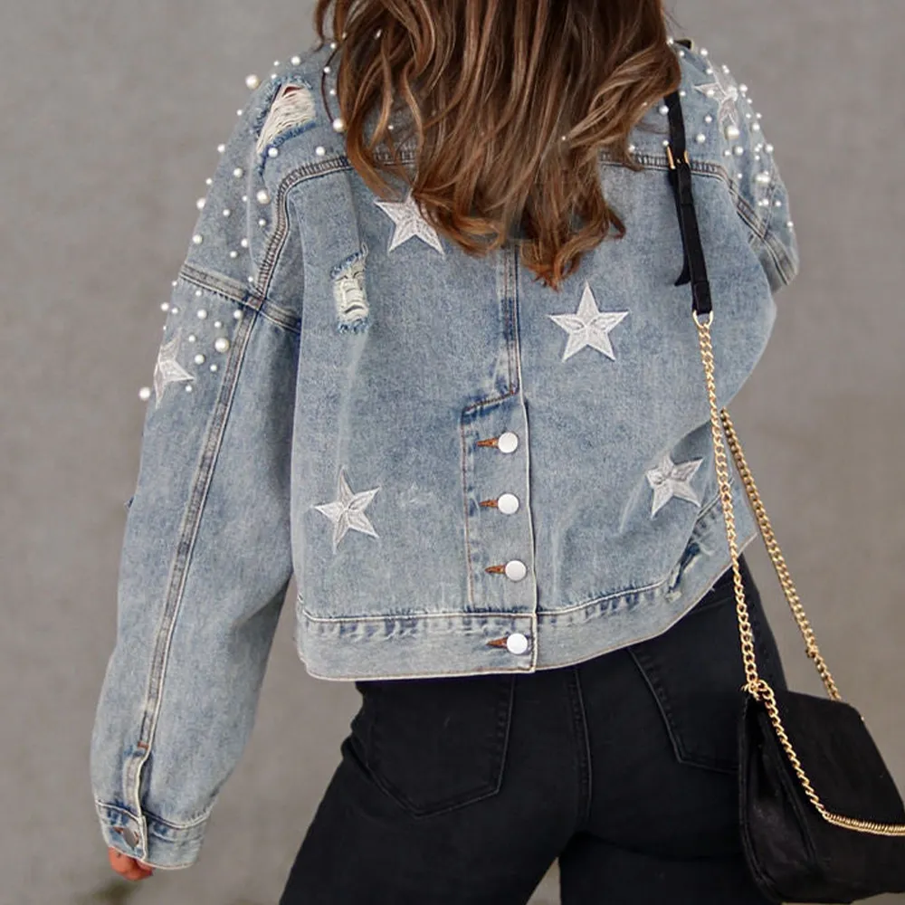 Bead Detail Denim Jacket, image 3