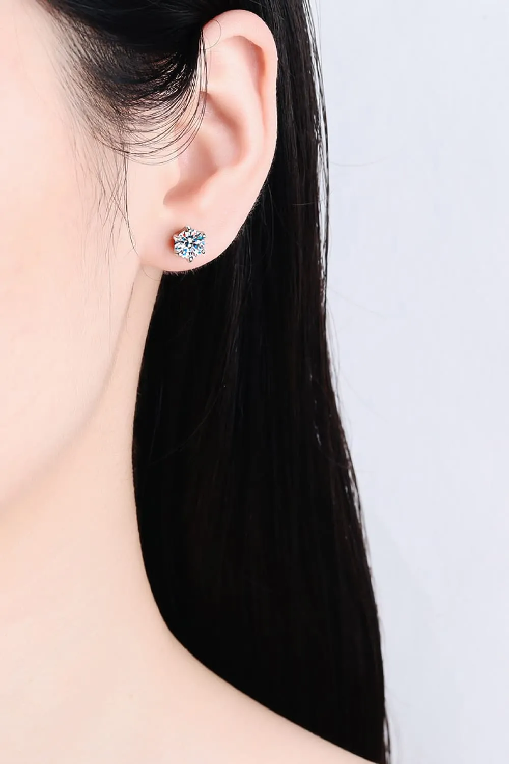 1 Carat Moissanite Rhodium-Plated Stud Earrings, image 4