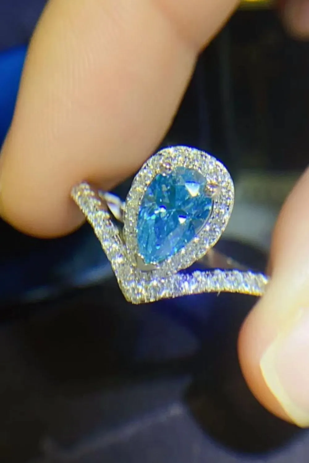1 Carat Pear Shape Moissanite Heart Ring, image 2
