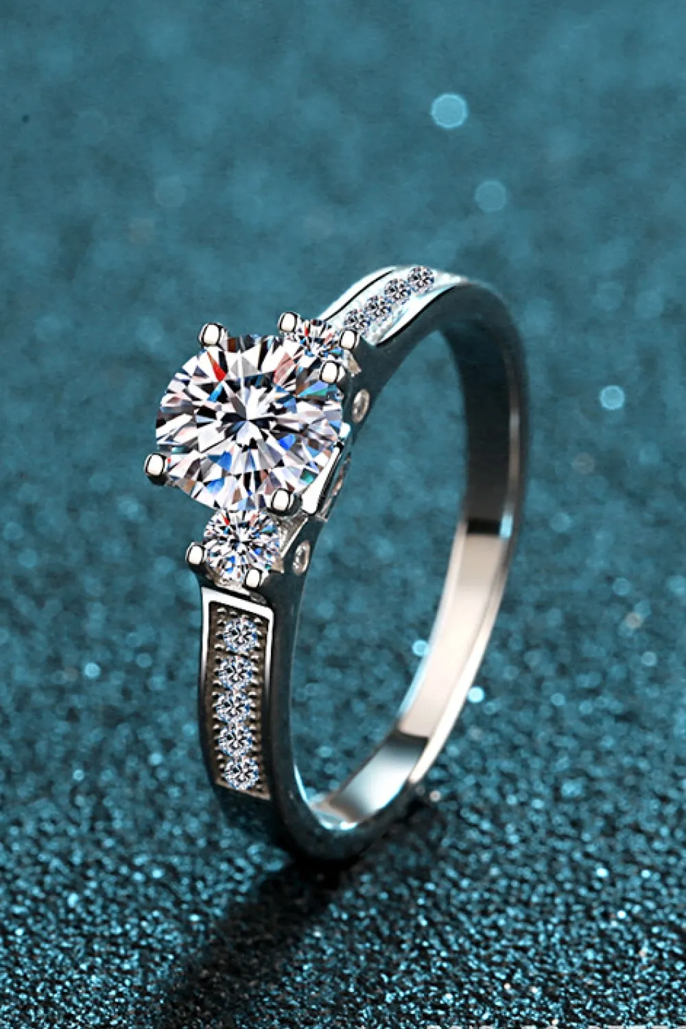 Lucky Charm Moissanite Rhodium-Plated Ring, image 3