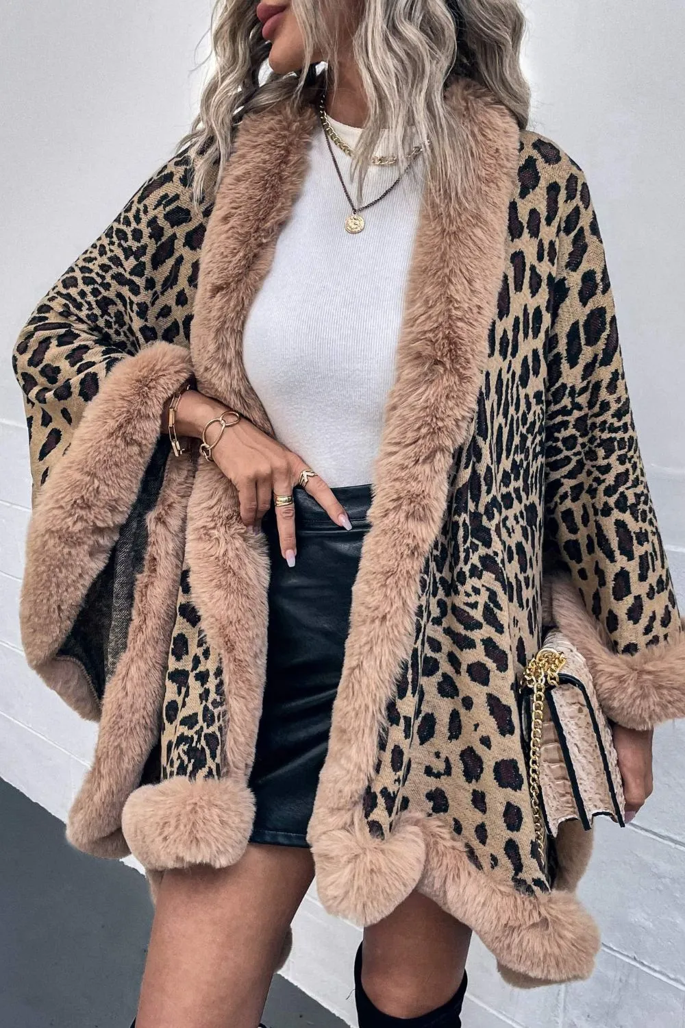Leopard Open Front Poncho, image 3
