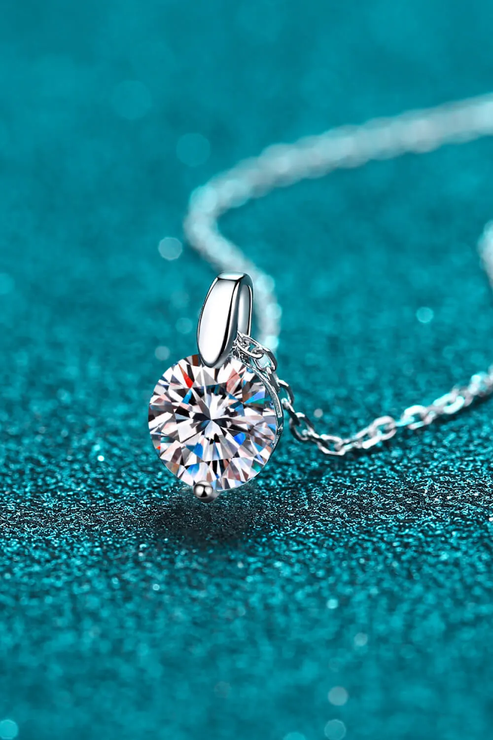 Minimalist 925 Sterling Silver Moissanite Pendant Necklace, image 2