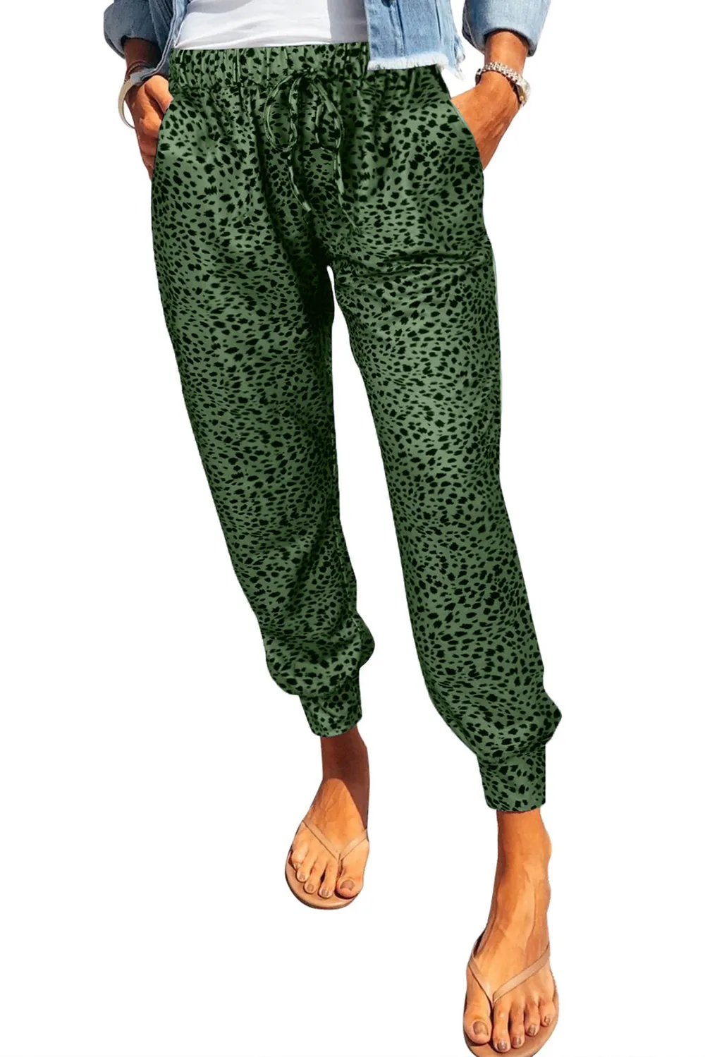 Leopard Print Joggers with Pockets, image 2