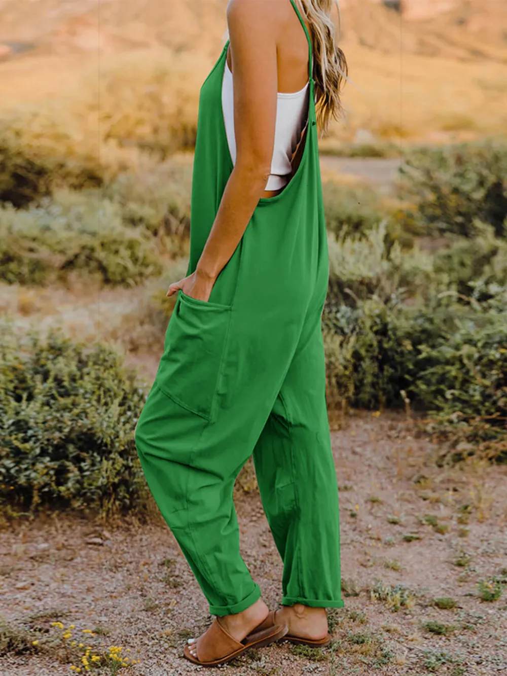 Full Size Sleeveless V-Neck Pocketed Jumpsuit, image 19