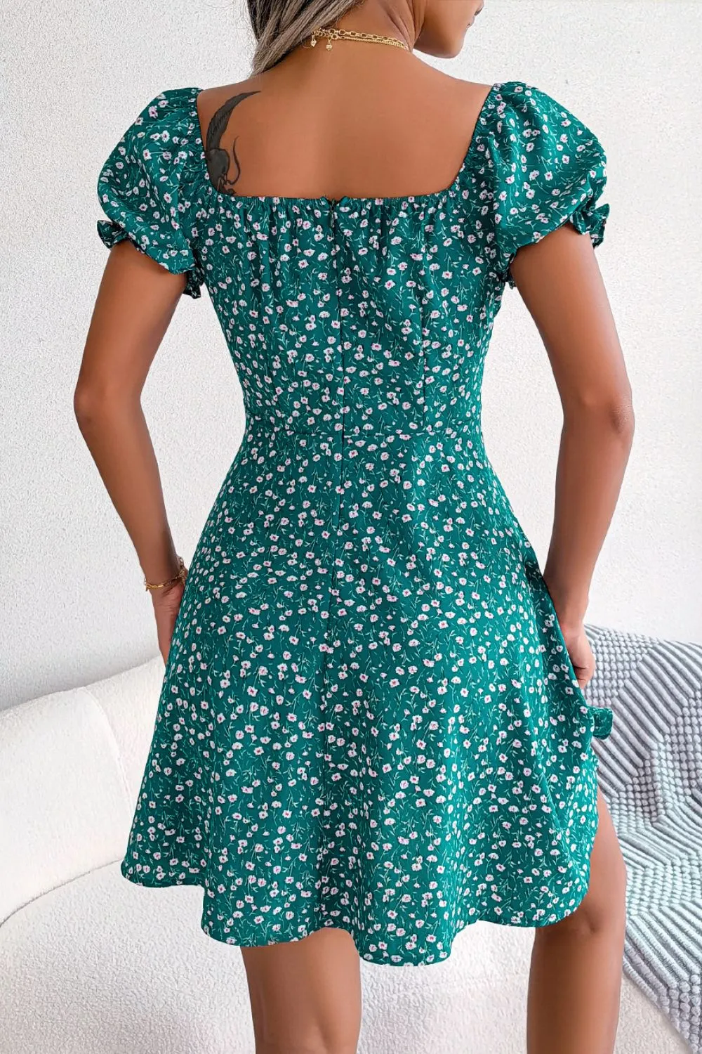 Ditsy Floral Drawstring A-Line Dress, image 8
