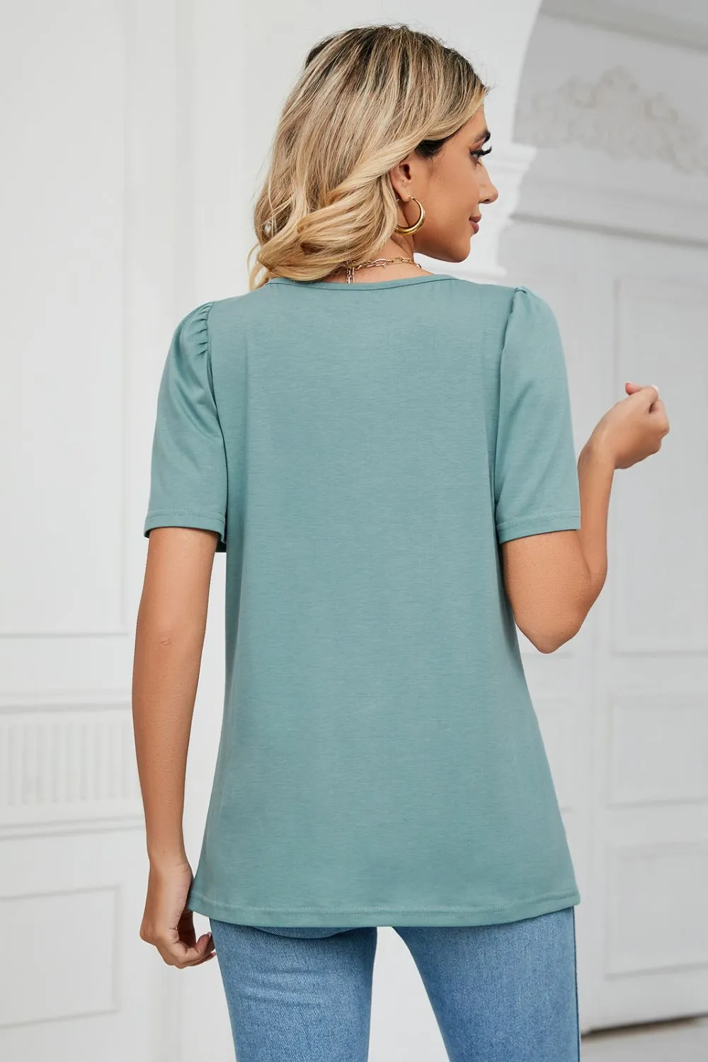 Square Neck Puff Sleeve T-Shirt, image 3