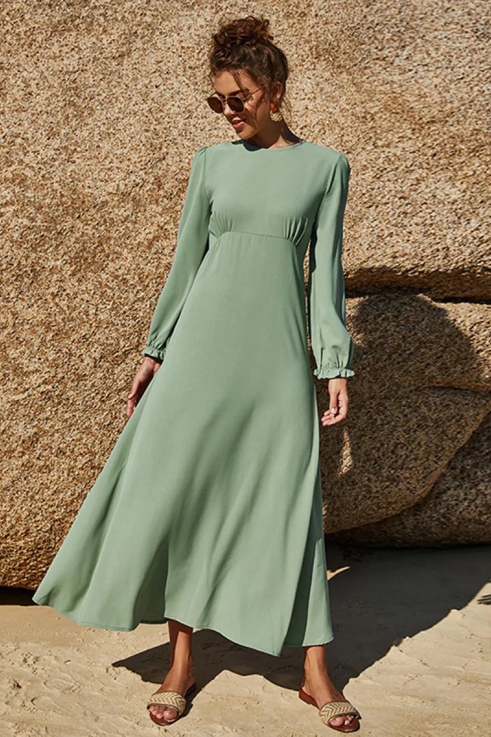 Puff Sleeve Flounce Dress, image 3