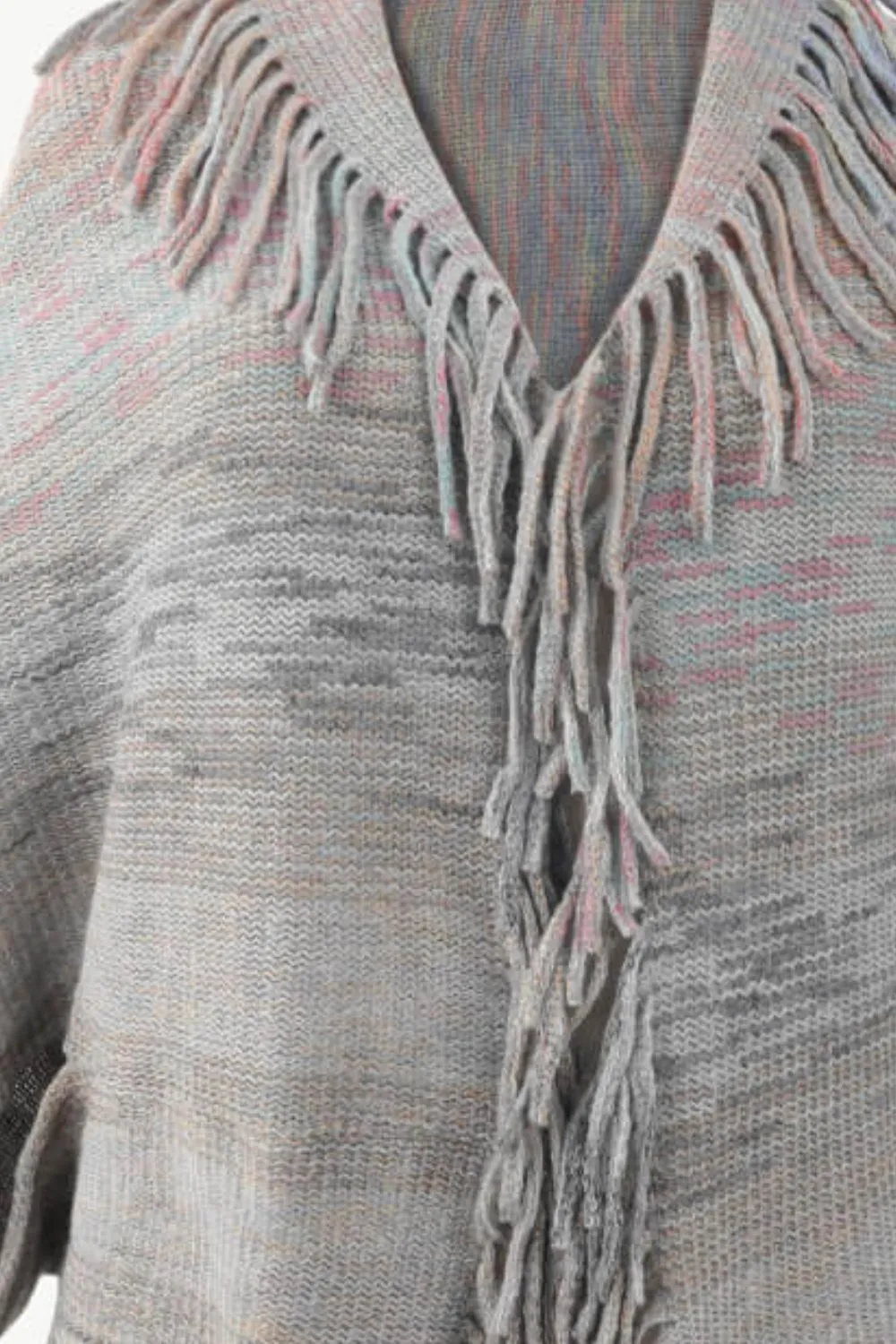 Multicolored Fringe Trim Poncho, image 13