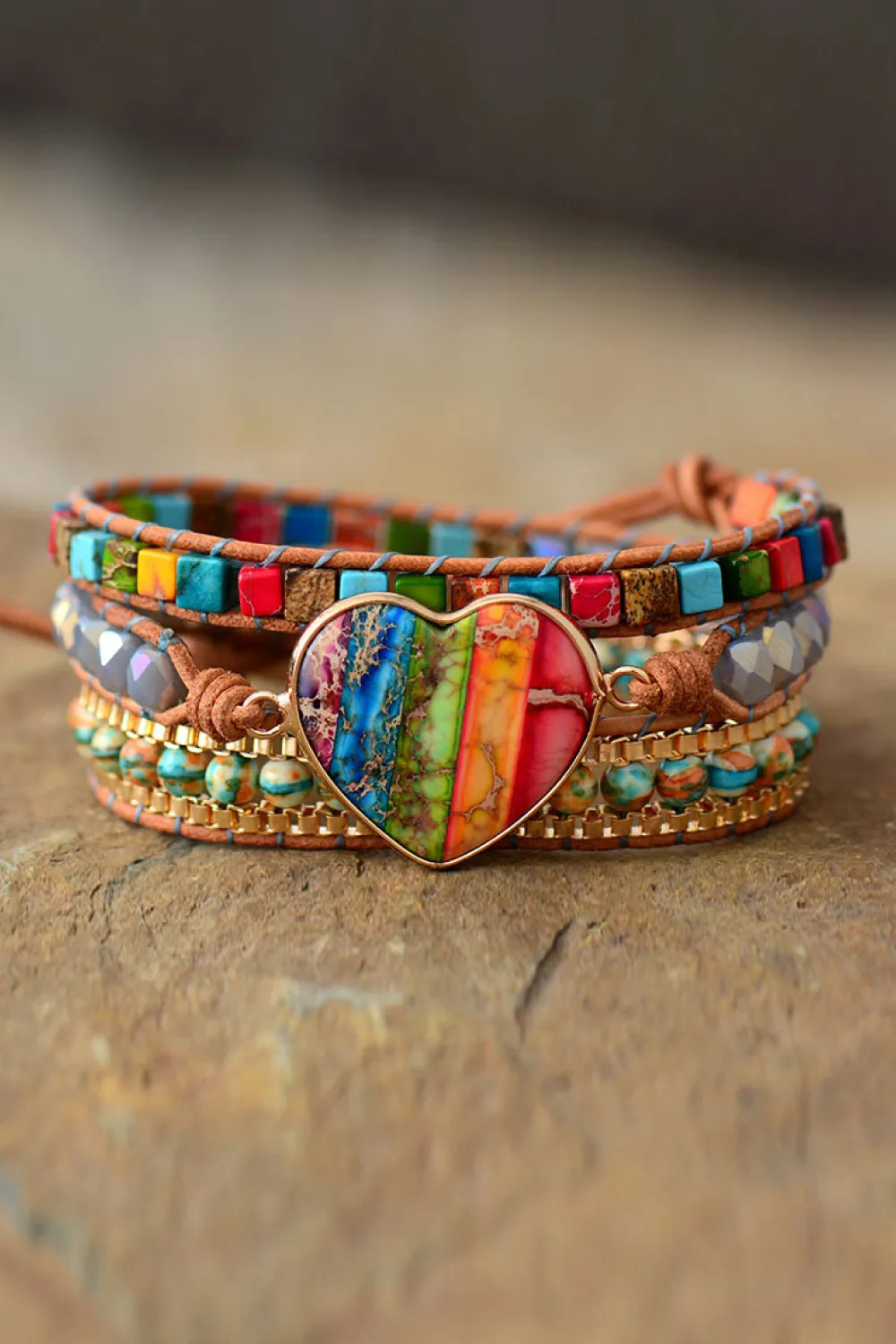 Imperial Jasper & Crystal Layered Bracelet, image 2