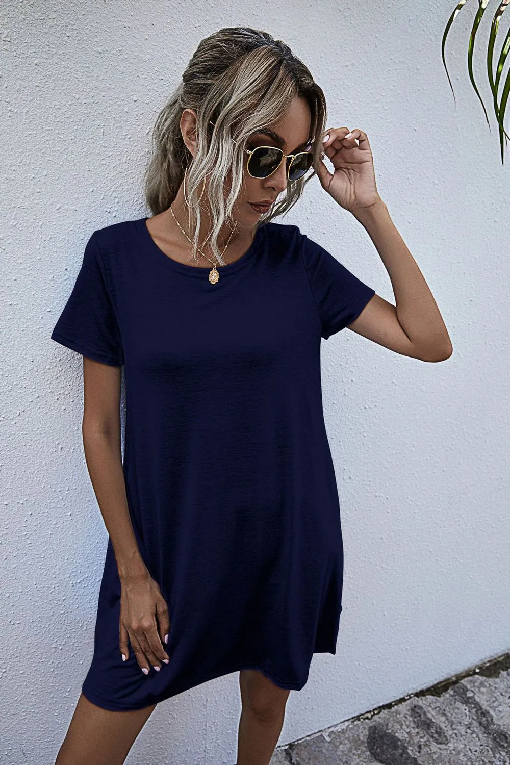Round Neck Short Sleeve Mini Dress, image 4