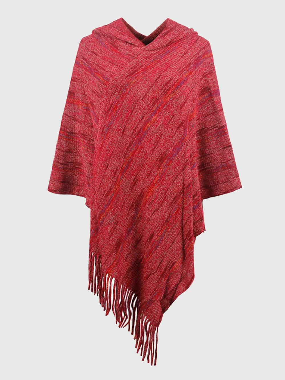 Fringe Hem Hooded Poncho, image 8