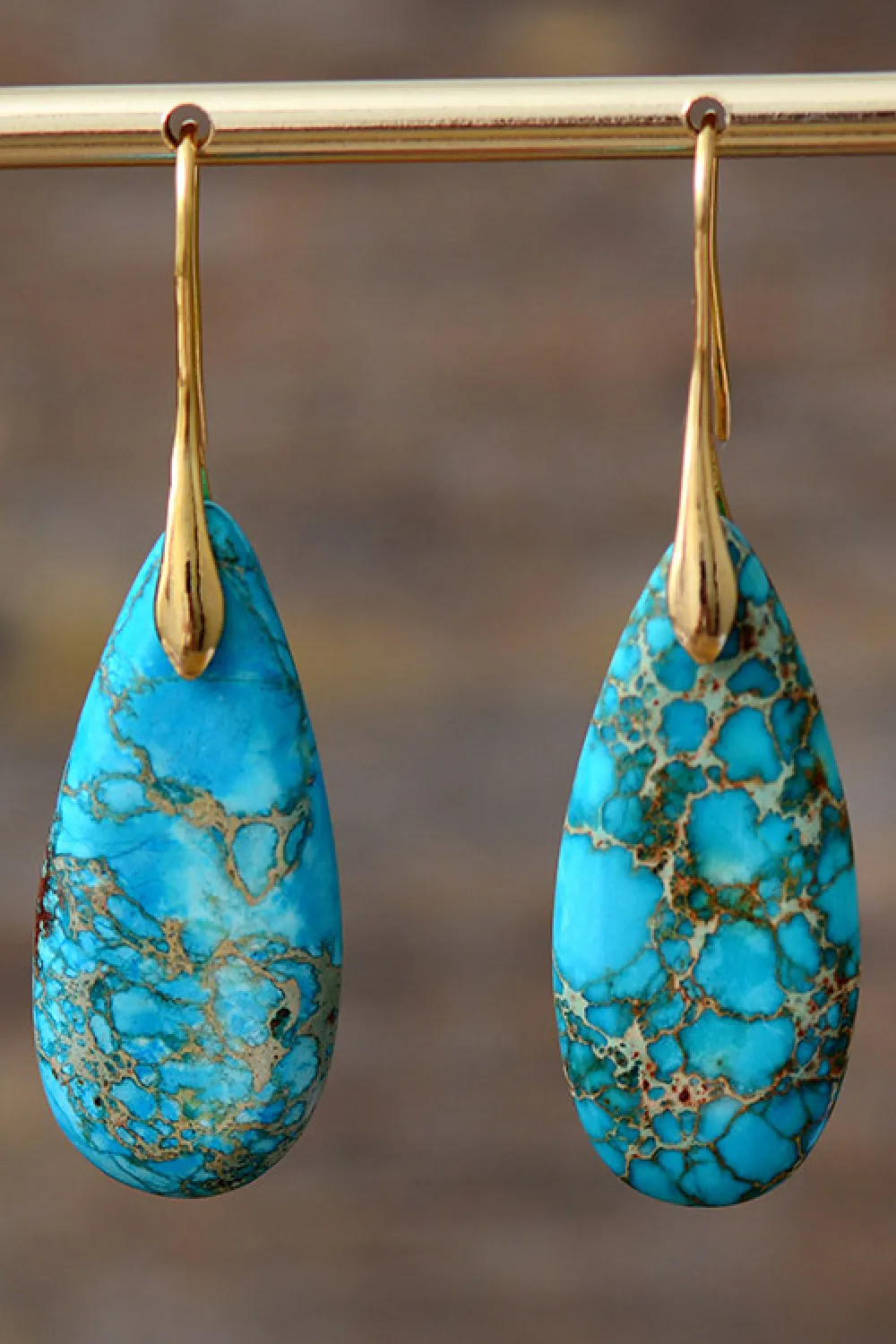 Handmade Teardrop Shape Natural Stone Dangle Earrings, image 4