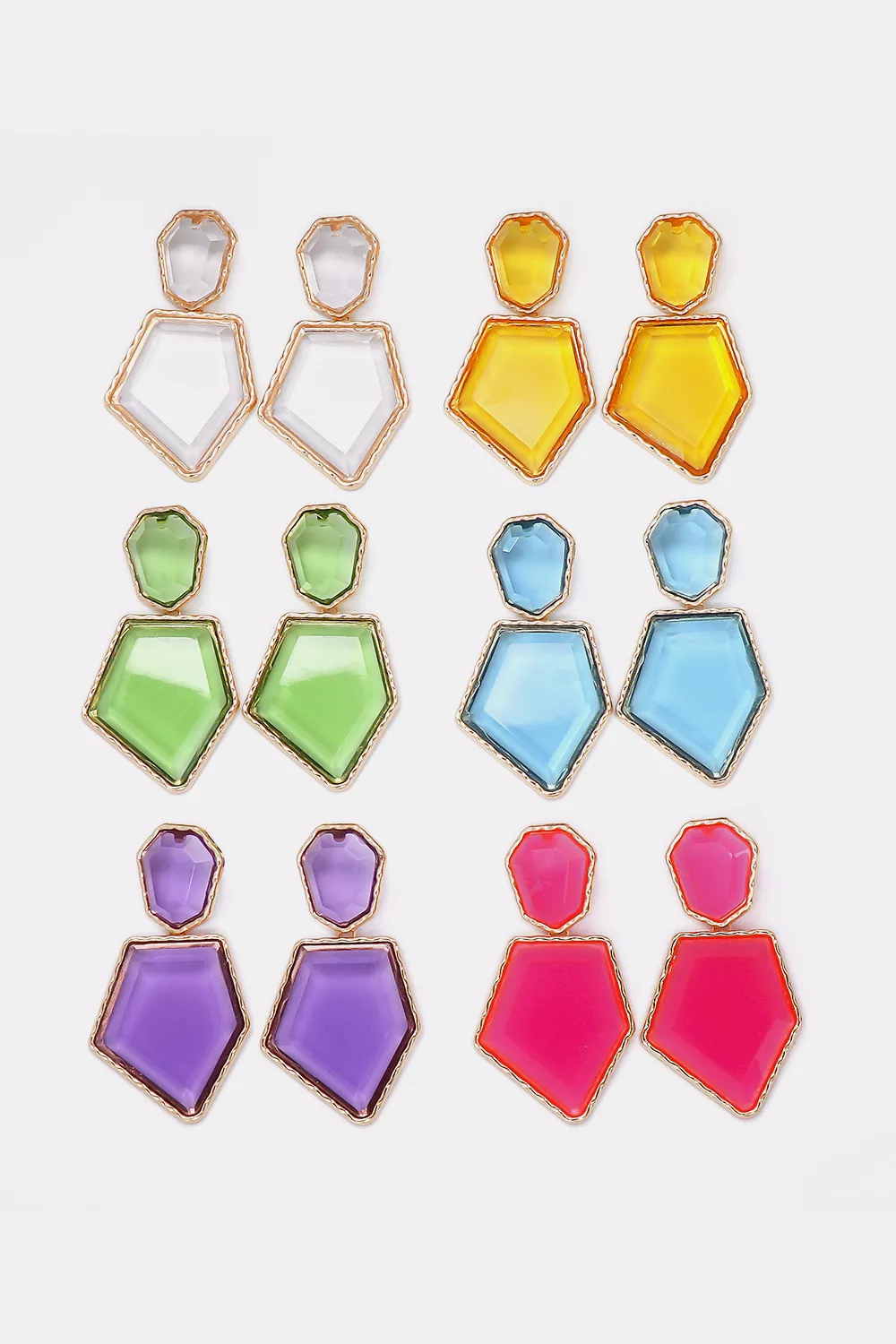 Geometrical Shape Zinc Alloy Frame Resin Dangle Earrings, image 2