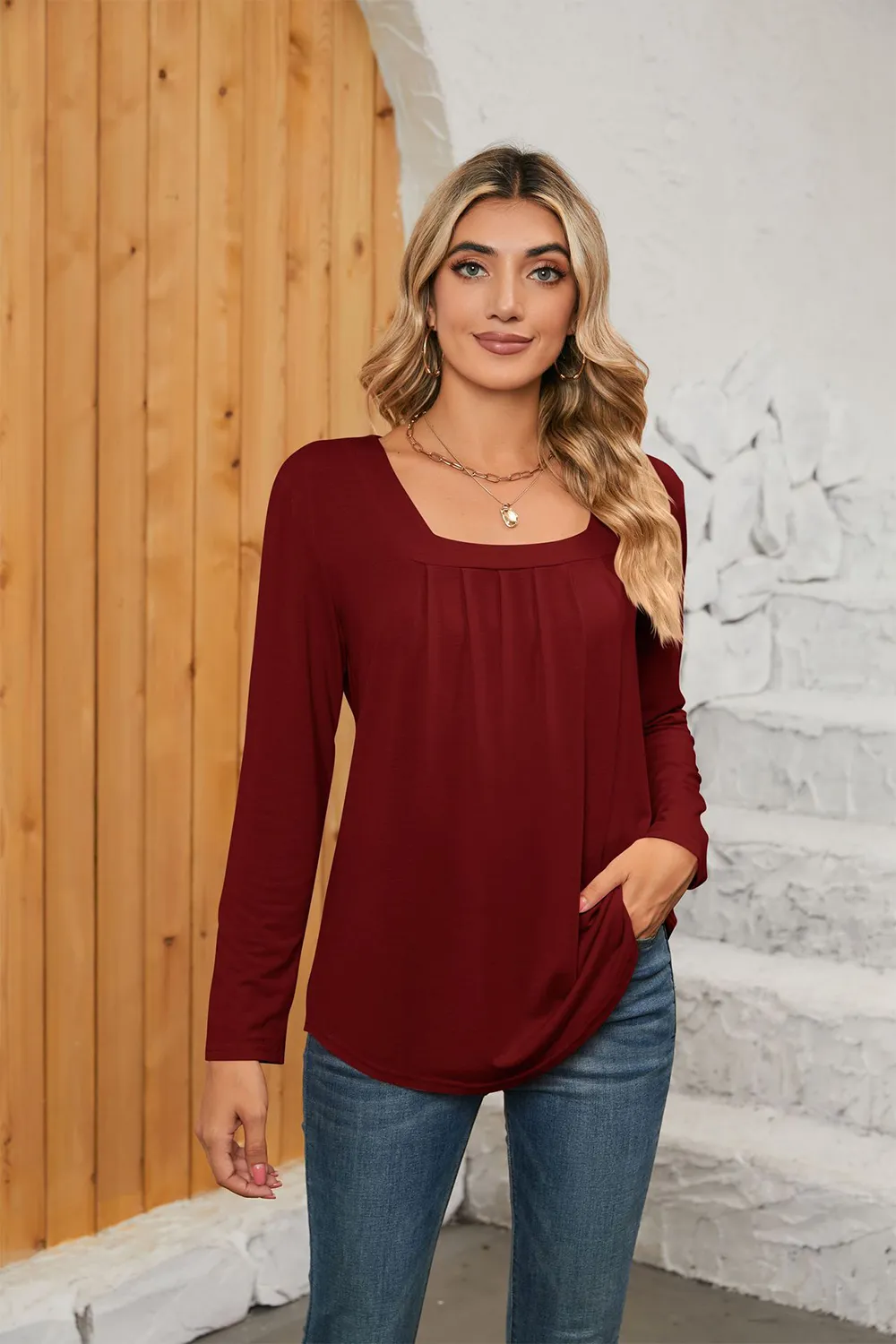 Square Neck Long Sleeve T-Shirt, image 9