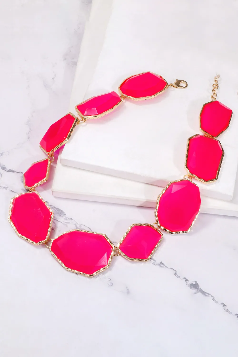 Geometrical Shape Zinc Alloy Frame Resin Necklace, image 10