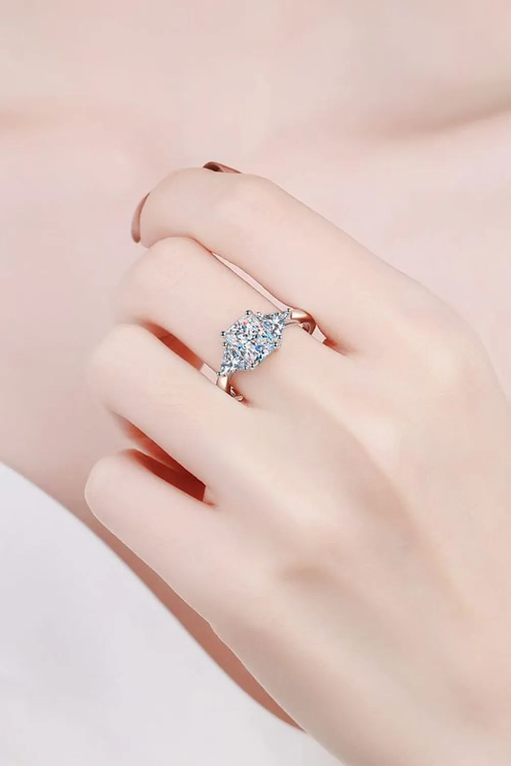 3 Carat Moissanite 925 Sterling Silver Rhodium-Plated Ring, image 2