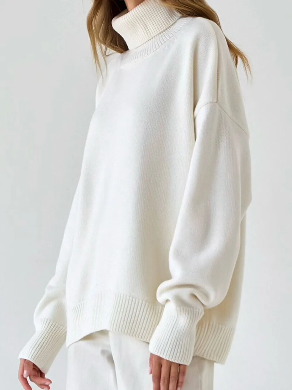 Turtle Neck Dropped Shoulder Sweater, image 14