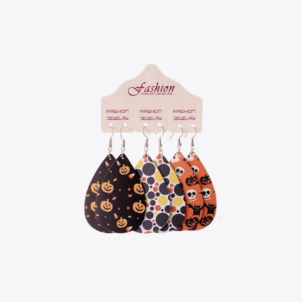 Halloween PU Teardrop Earrings Set, image 2