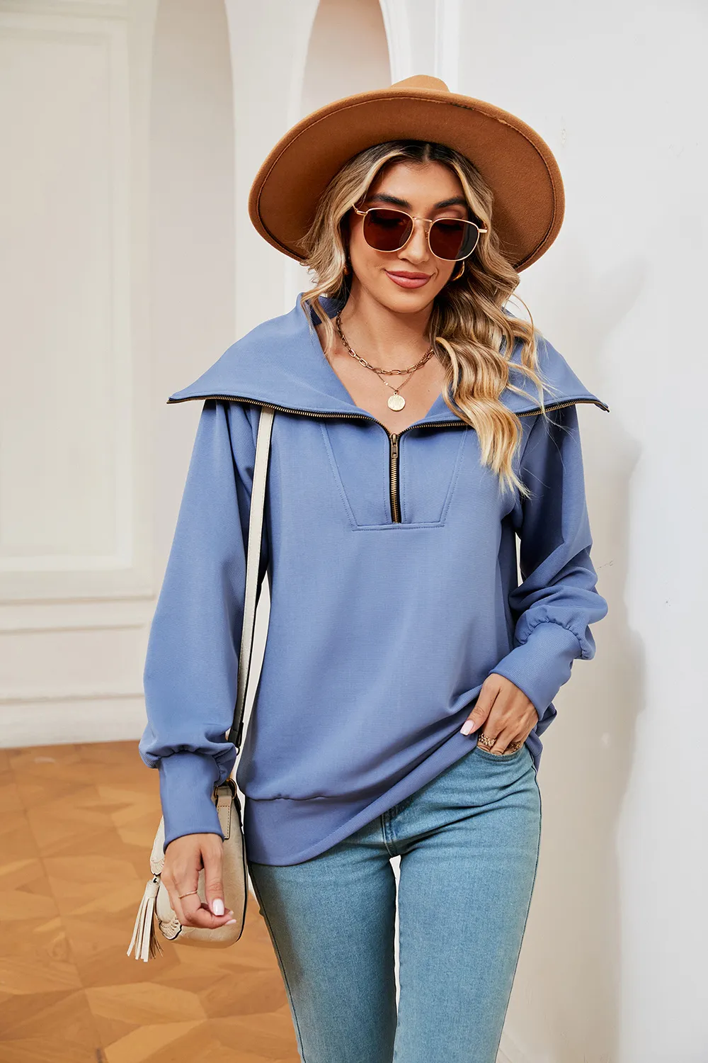 Half-Zip Collared Sweatshirt, image 13