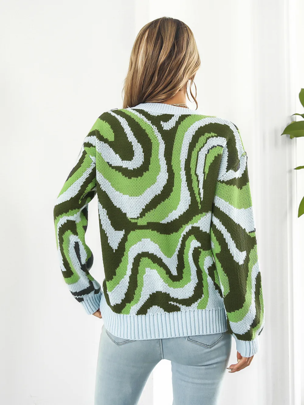 Round Neck Dropped Shoulder Sweater, image 7