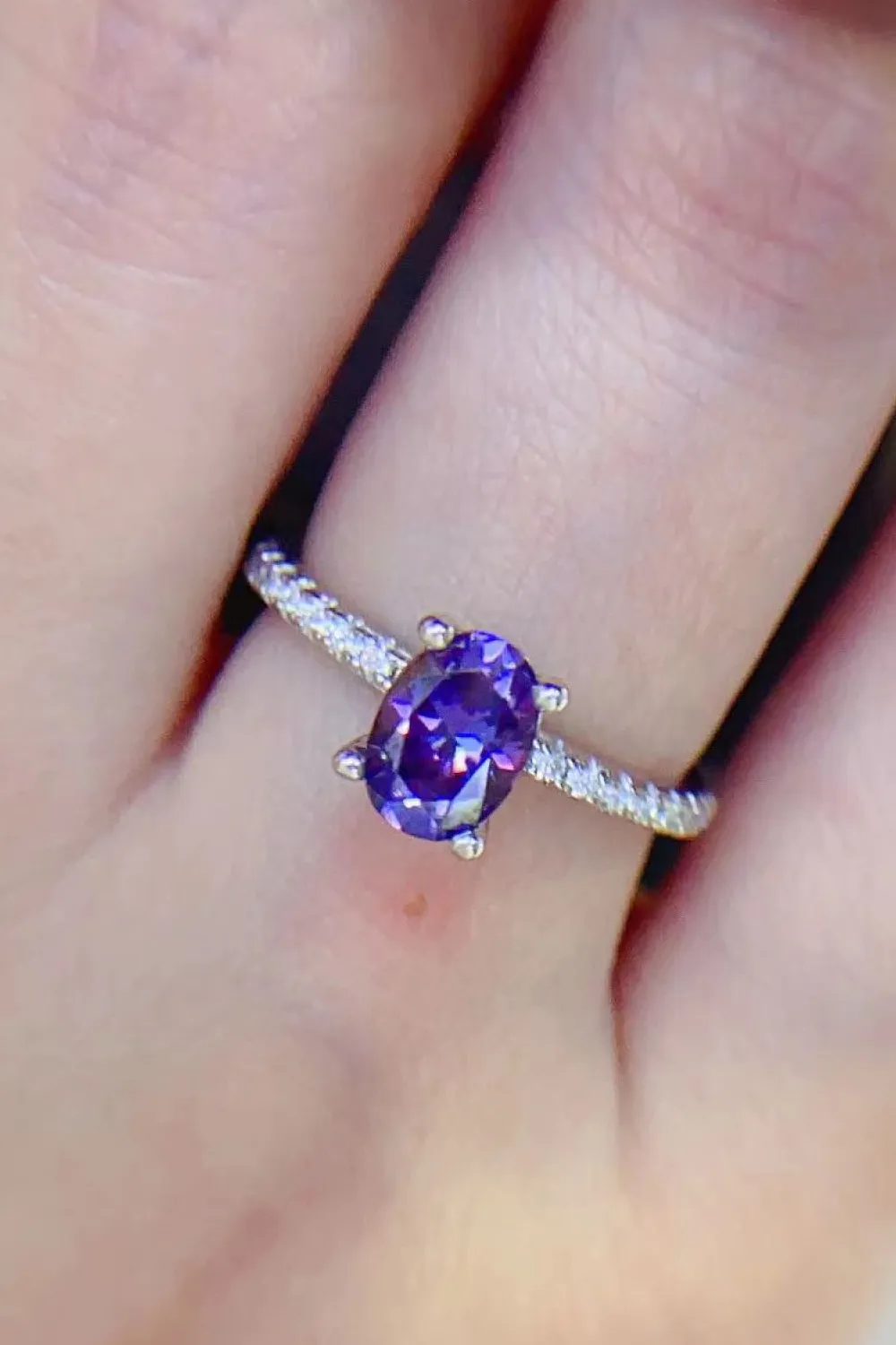 1 Carat Purple Moissanite 4-Prong Ring, image 5
