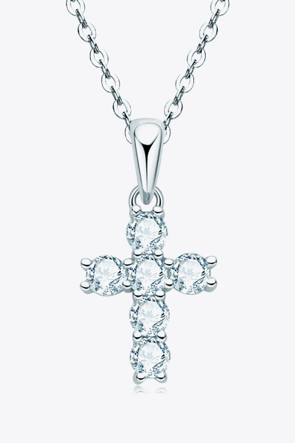 925 Sterling Silver Cross Moissanite Pendant Necklace, image 2