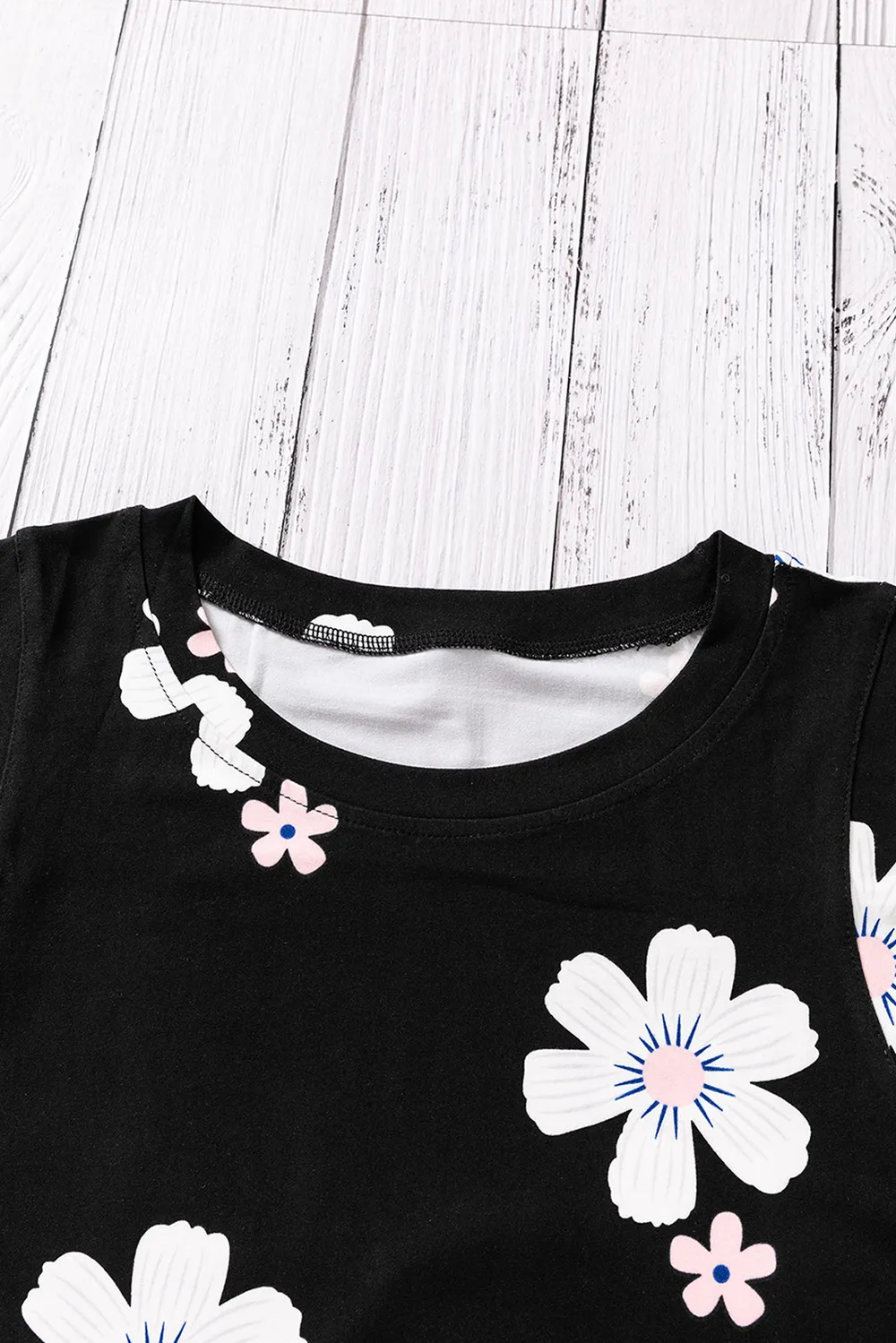Printed Side Slit Round Neck Tank, image 6