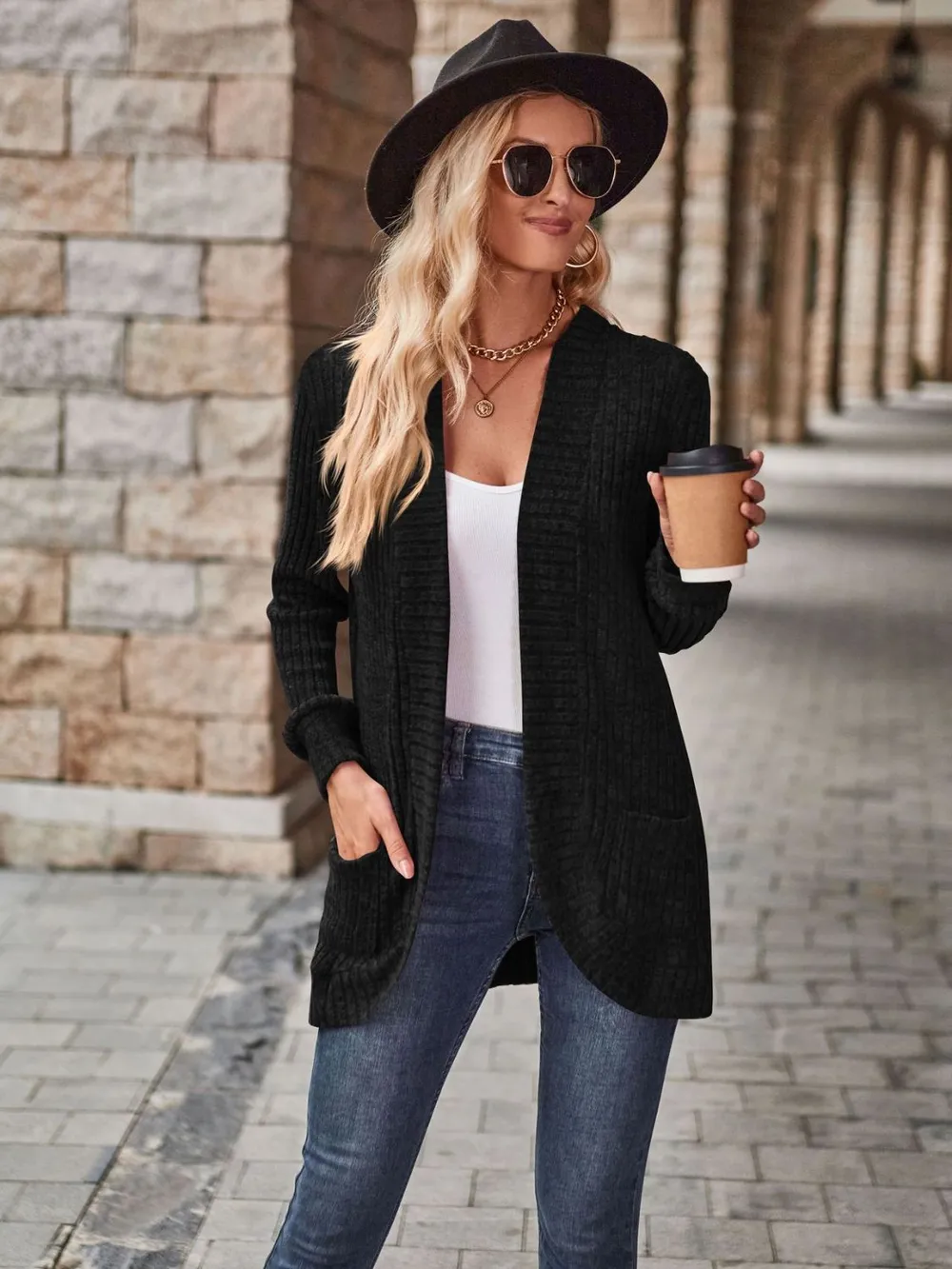 Open Front Cardigan with Pockets, image 5