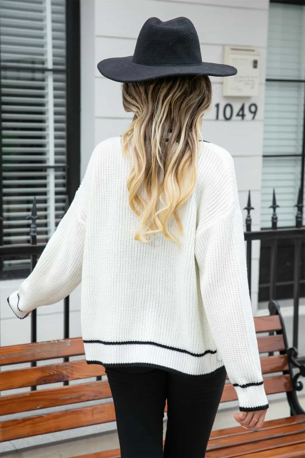 Waffle Knit V-Neck Cardigan with Pocket, image 9