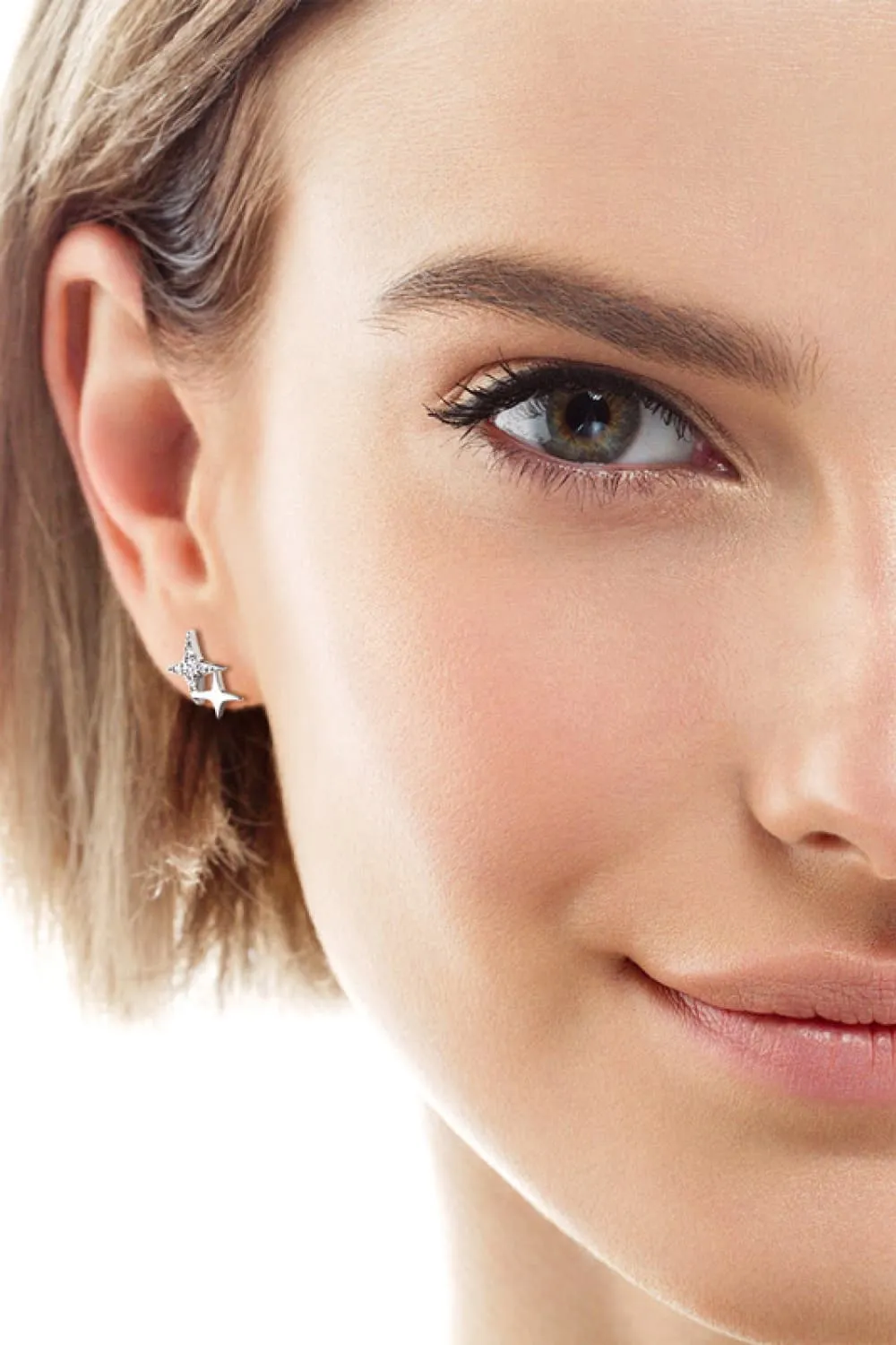 Moissanite 925 Sterling Silver Star Shape Earrings, image 3