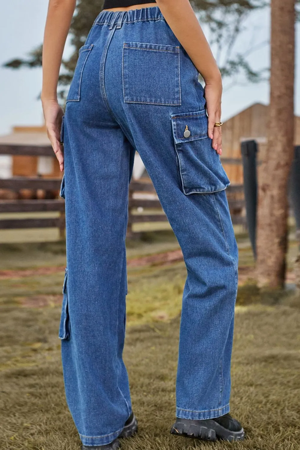 Loose Fit Long Jeans with Pockets, image 11