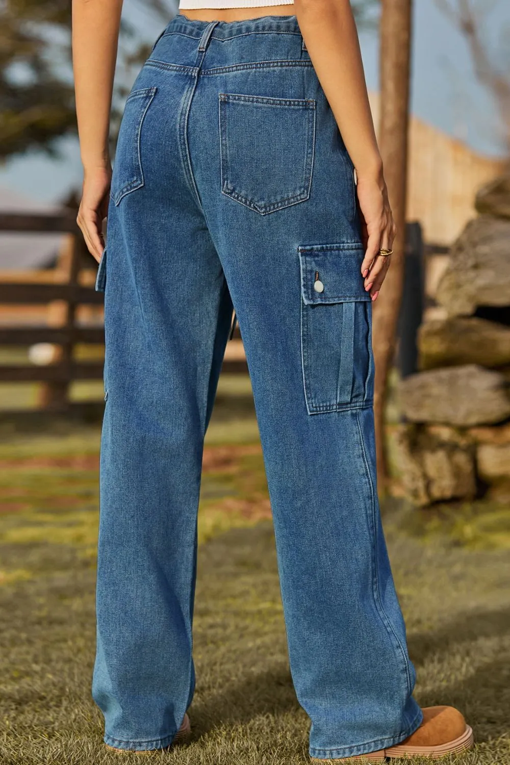Loose Fit Drawstring Jeans with Pocket, image 9