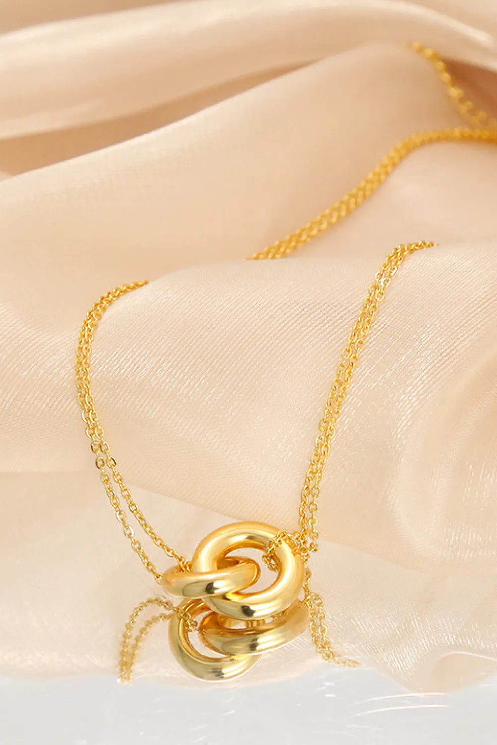 Linked Ring Pendant Chain Necklace, image 3