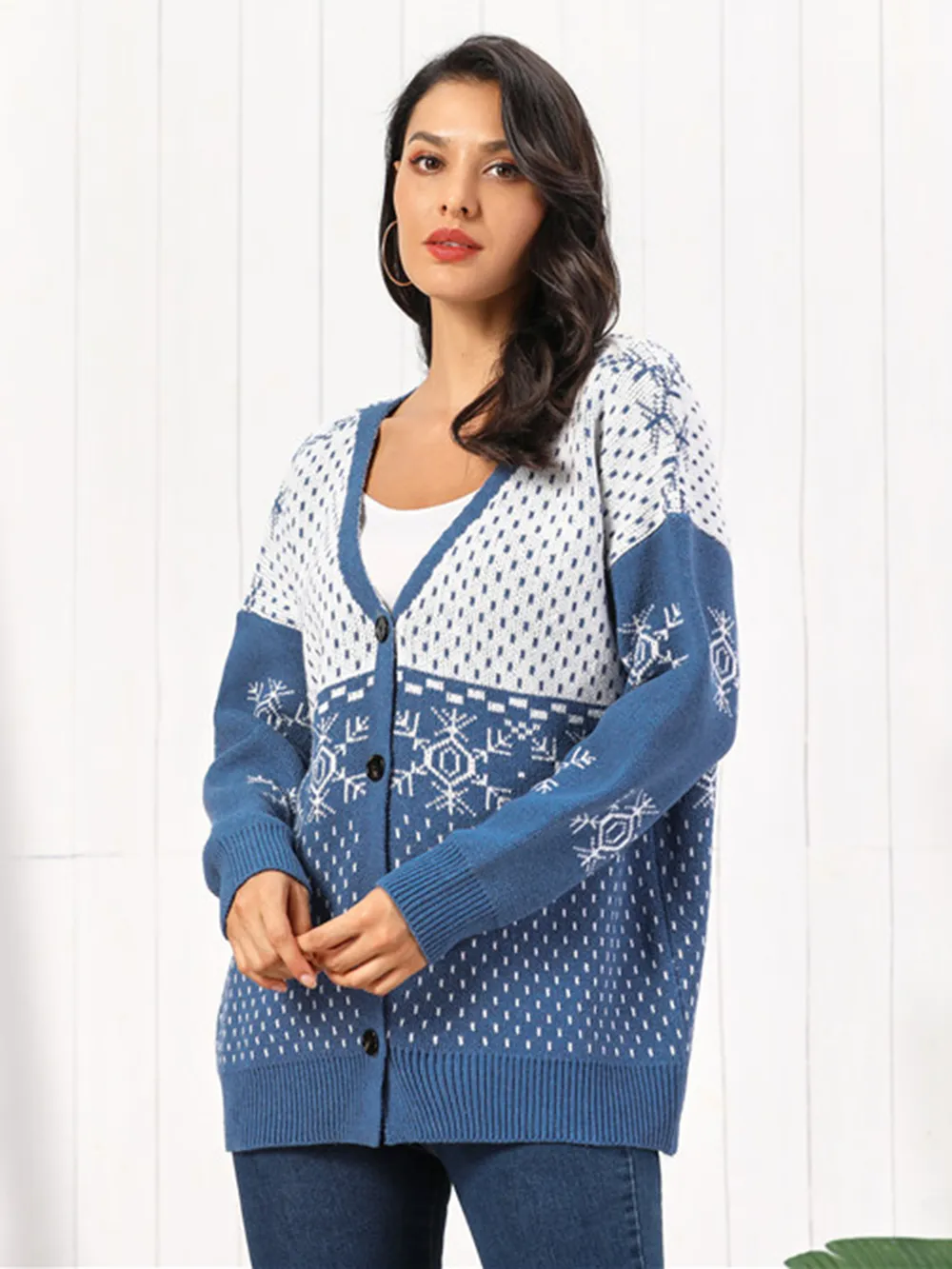 Snowflake Button Down Cardigan, image 7