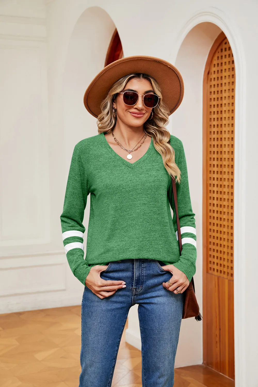 V-Neck Long Sleeve T-Shirt, image 10