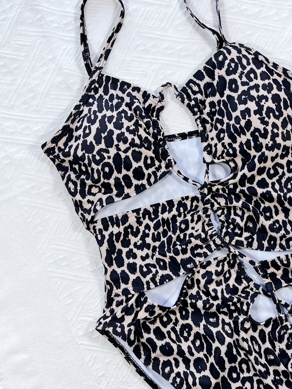 Leopard Cutout Tied One-Piece Swimsuit, image 4