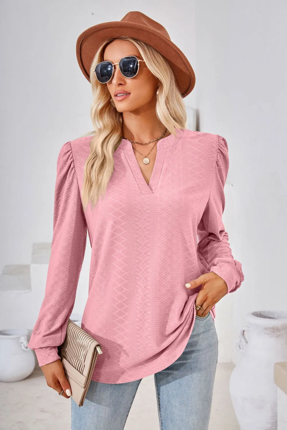 V-Neck Puff Sleeve Blouse, image 23