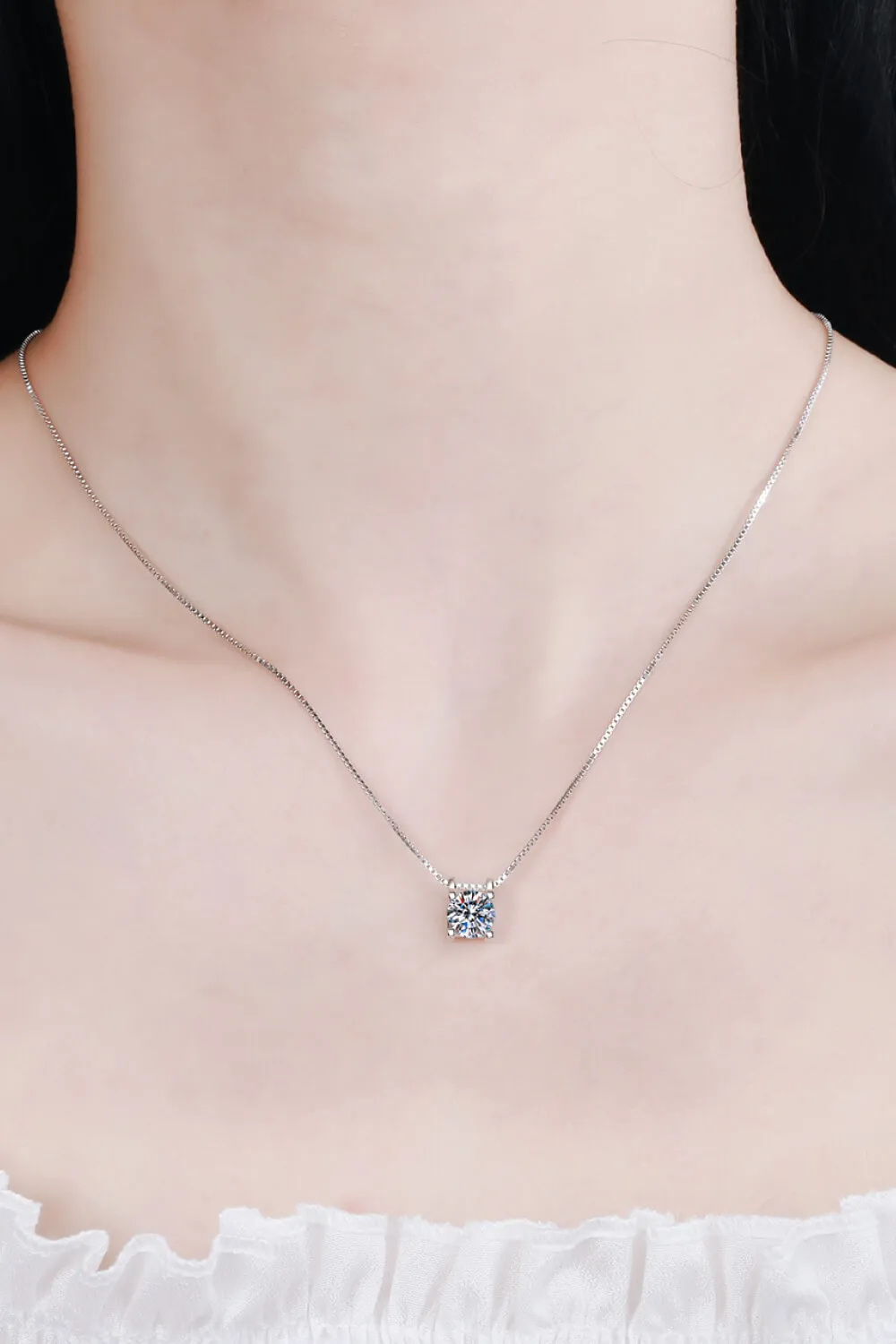 1 Carat Moissanite 925 Sterling Silver Chain Necklace, image 2