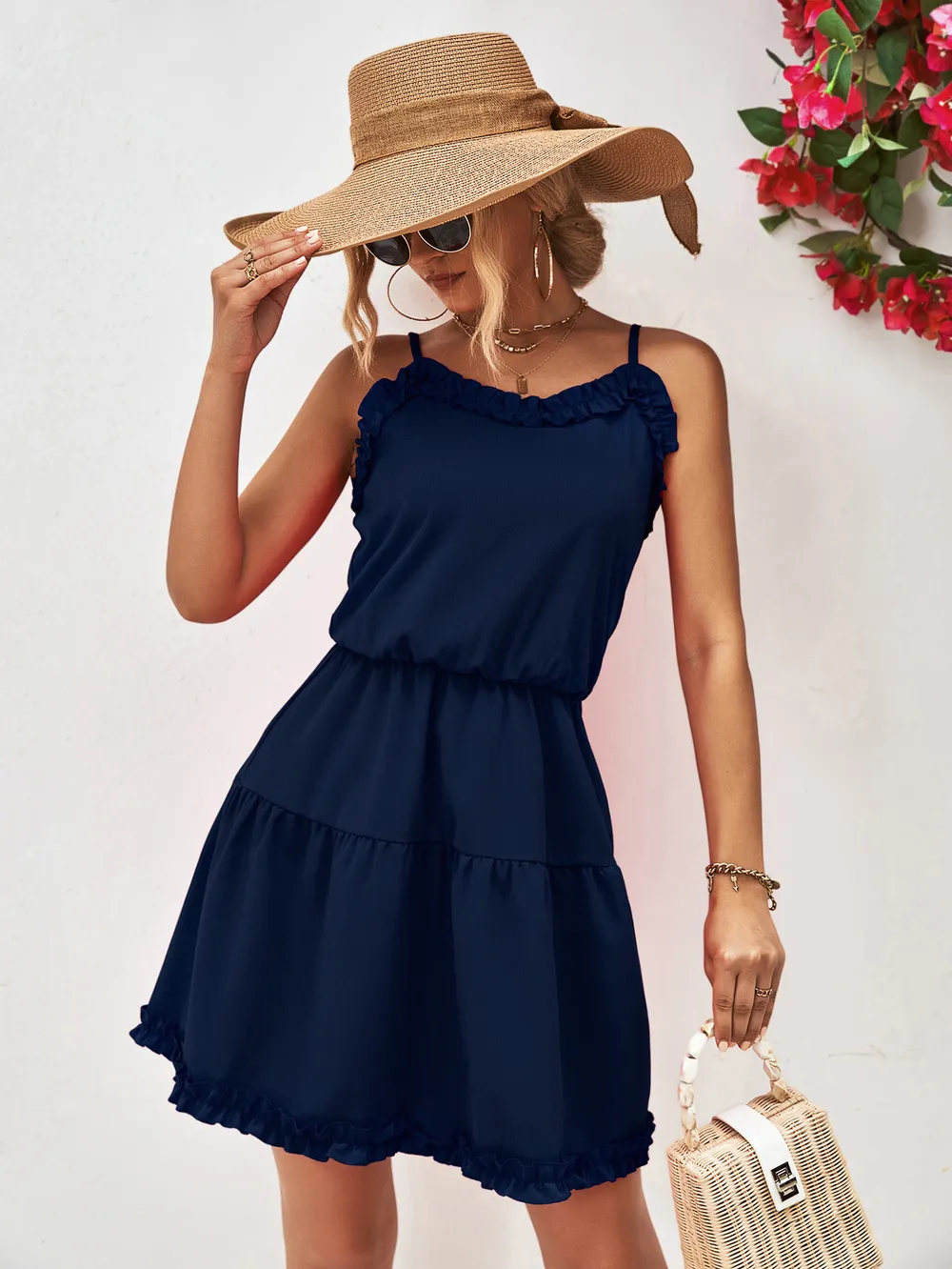 Frill Trim Spaghetti Strap Mini Dress, image 3