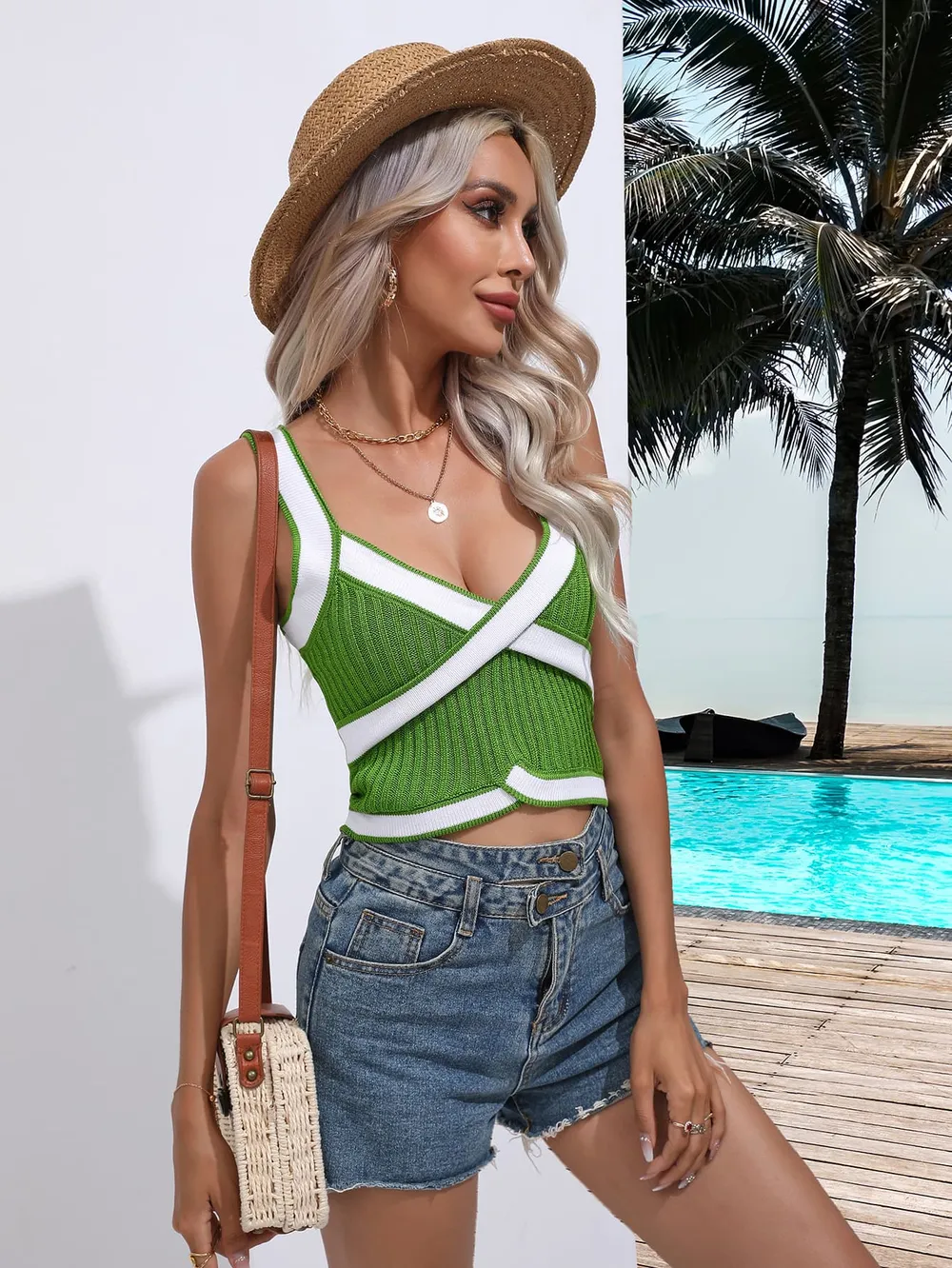 Contrast Crisscross Knit Tank, image 8