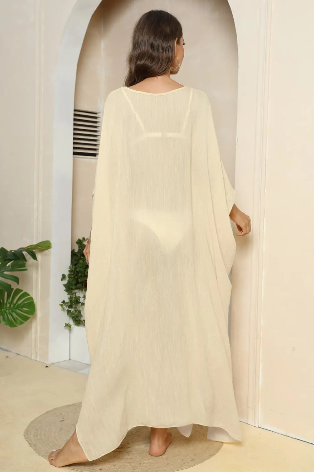 V-Neck Three-Quarter Sleeve Cover-Up, image 8