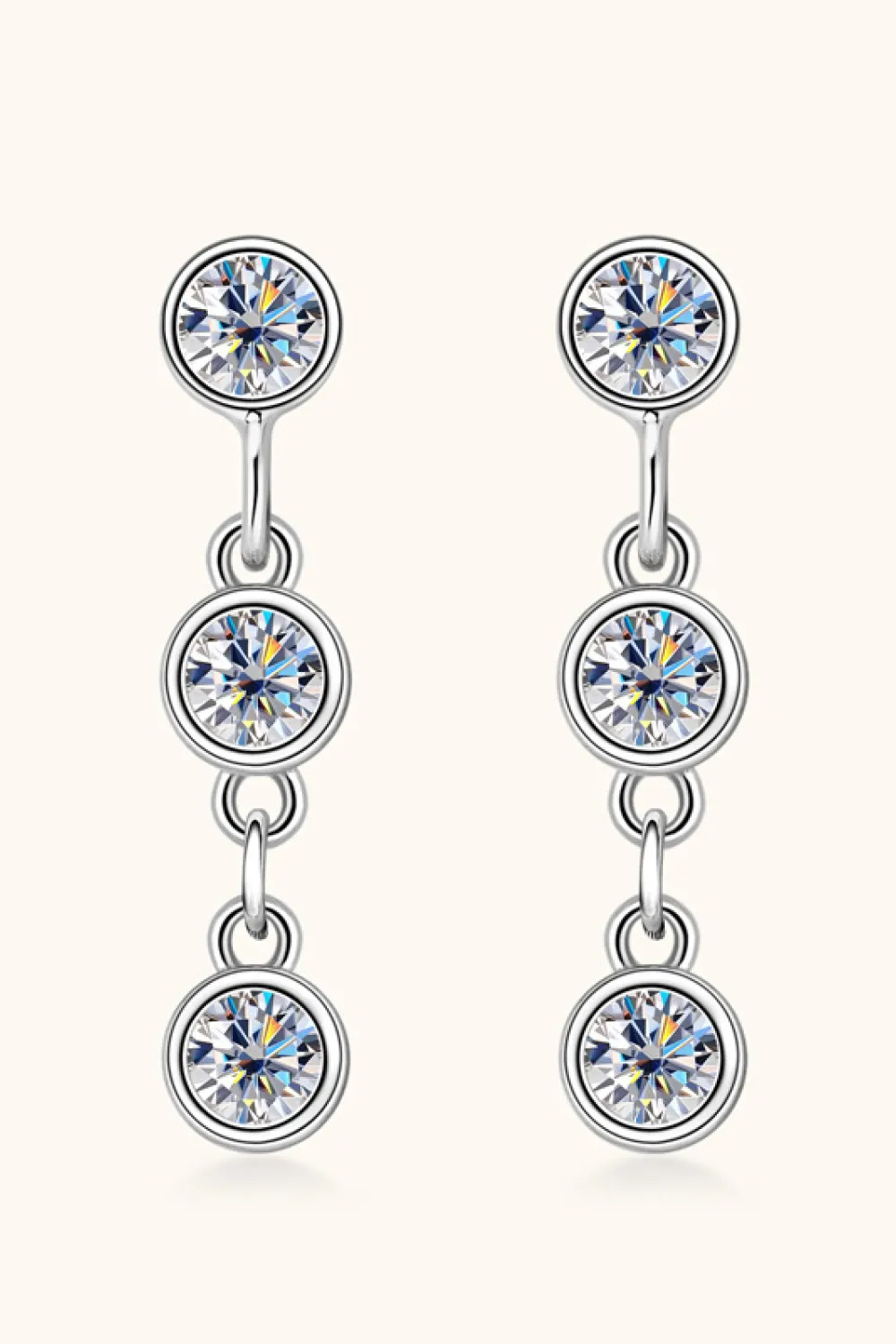 Moissanite 925 Sterling Silver Drop Earrings, image 3