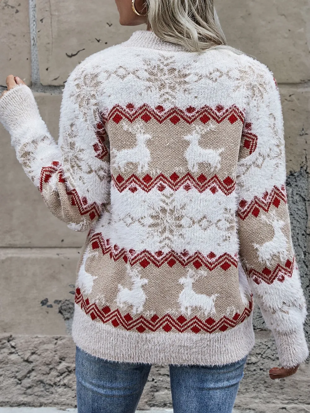 Reindeer & Snowflake Round Neck Sweater, image 4